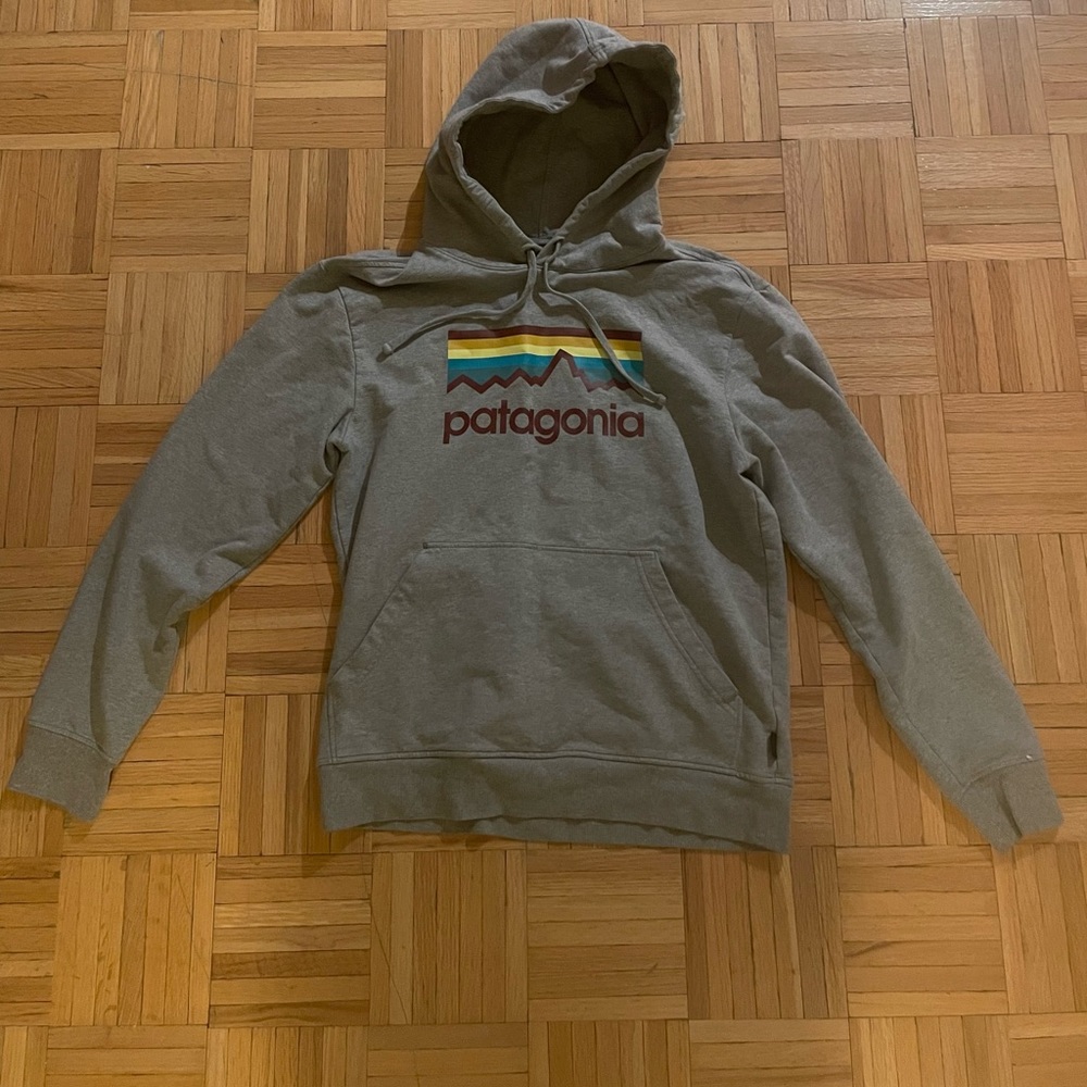 Patagonia Logo Hoodie - Gray - Men Small